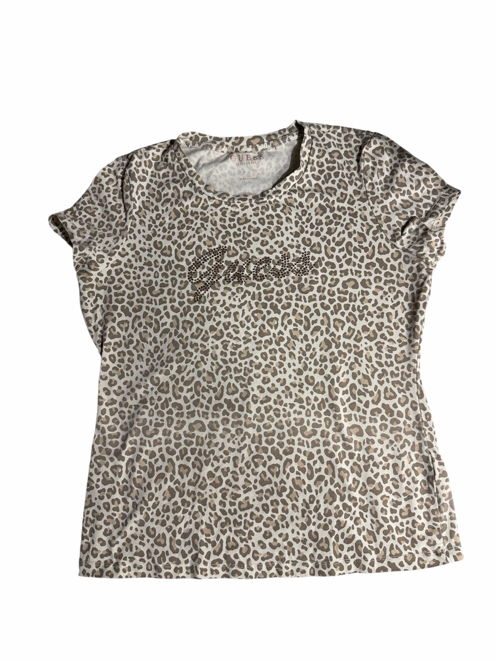 Guess Leopard Print Crewneck Tee - Beige